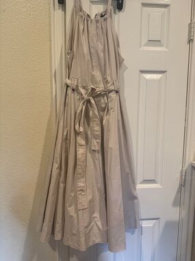 Banana Republic Light Beige Sleeveless Gathered Neck Dress